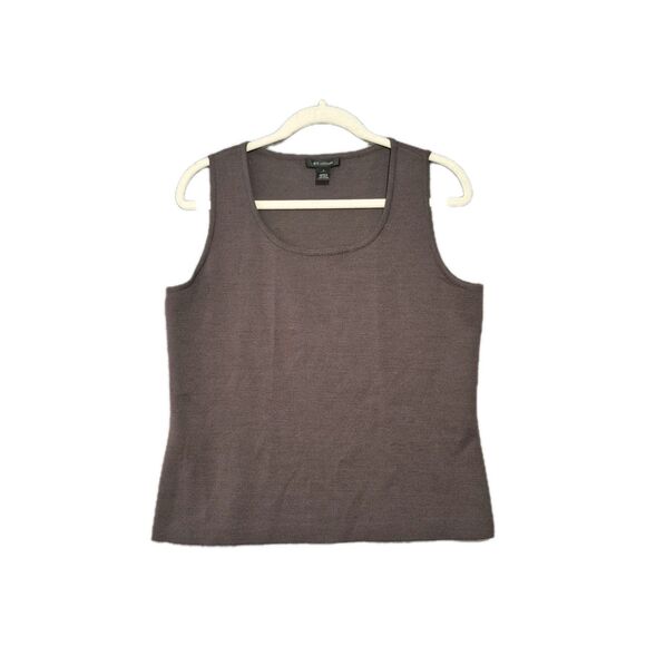 St. John Women's Brown Knit Scoop Neck Minimal Wool Blend Tank Top M - Picture 1 of 7
